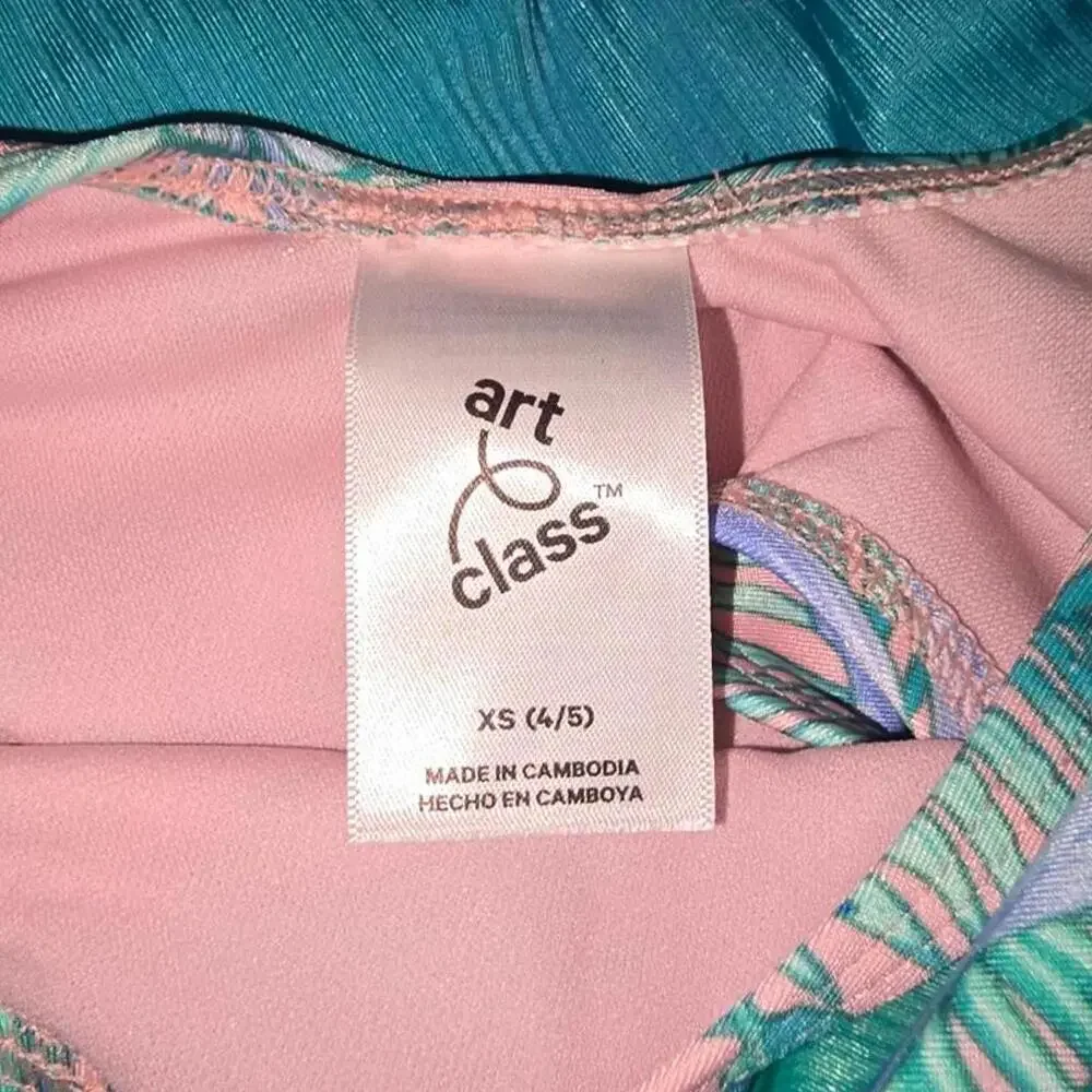 Girls' Floral Printed Tropical Twist Swimsuit | Art Class | XS (4/5)
